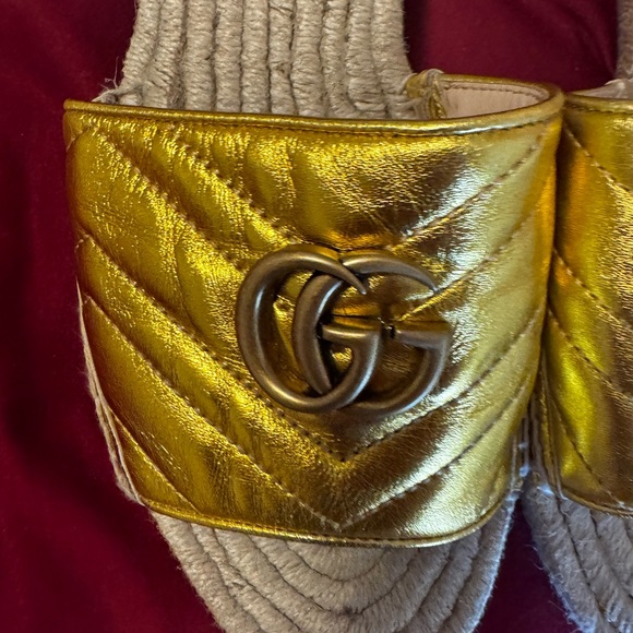 Gucci Gold Slide Sandals - Picture 8 of 9